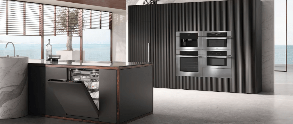 Miele designed kitchen with dishwasher, stove and ovens